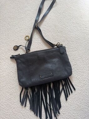 Lucky Brand Black Leather Fringe Crossbody